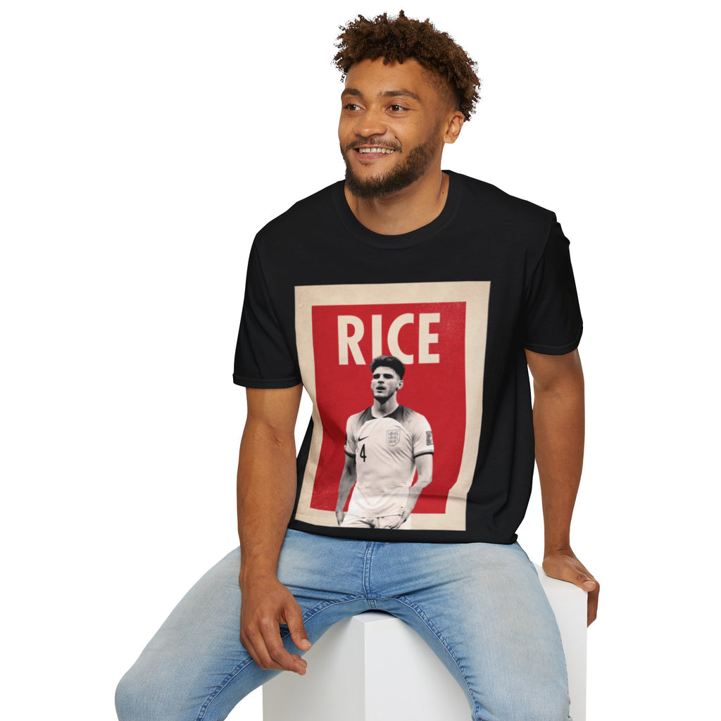 Declan Rice England World Cup Graphic Print T‑Shirt — Vintage Style Football Fan Tee
