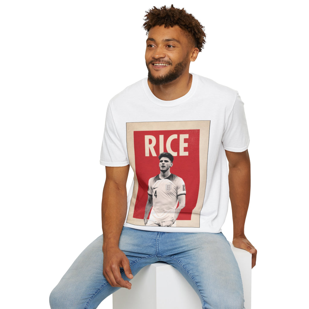 Declan Rice England World Cup Graphic Print T‑Shirt — Vintage Style Football Fan Tee