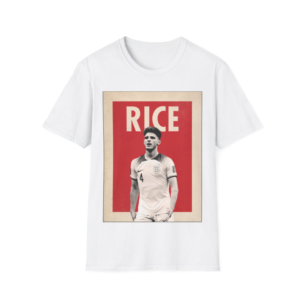 Declan Rice England World Cup Graphic Print T‑Shirt — Vintage Style Football Fan Tee
