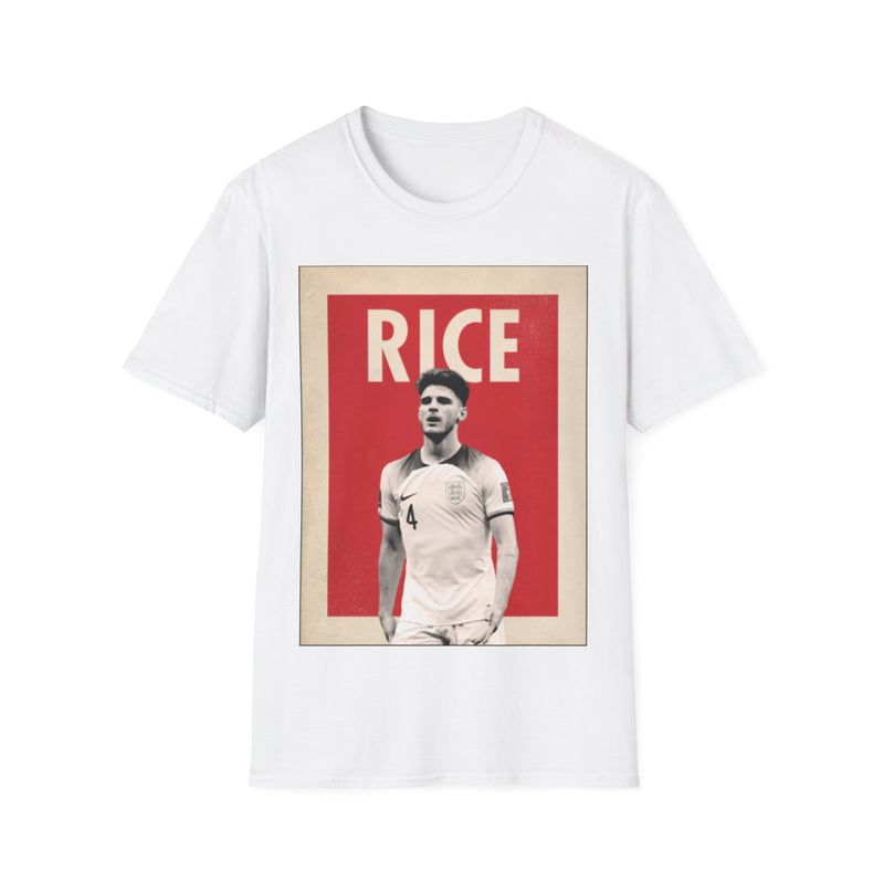 Declan Rice England World Cup Graphic Print T‑Shirt — Vintage Style Football Fan Tee