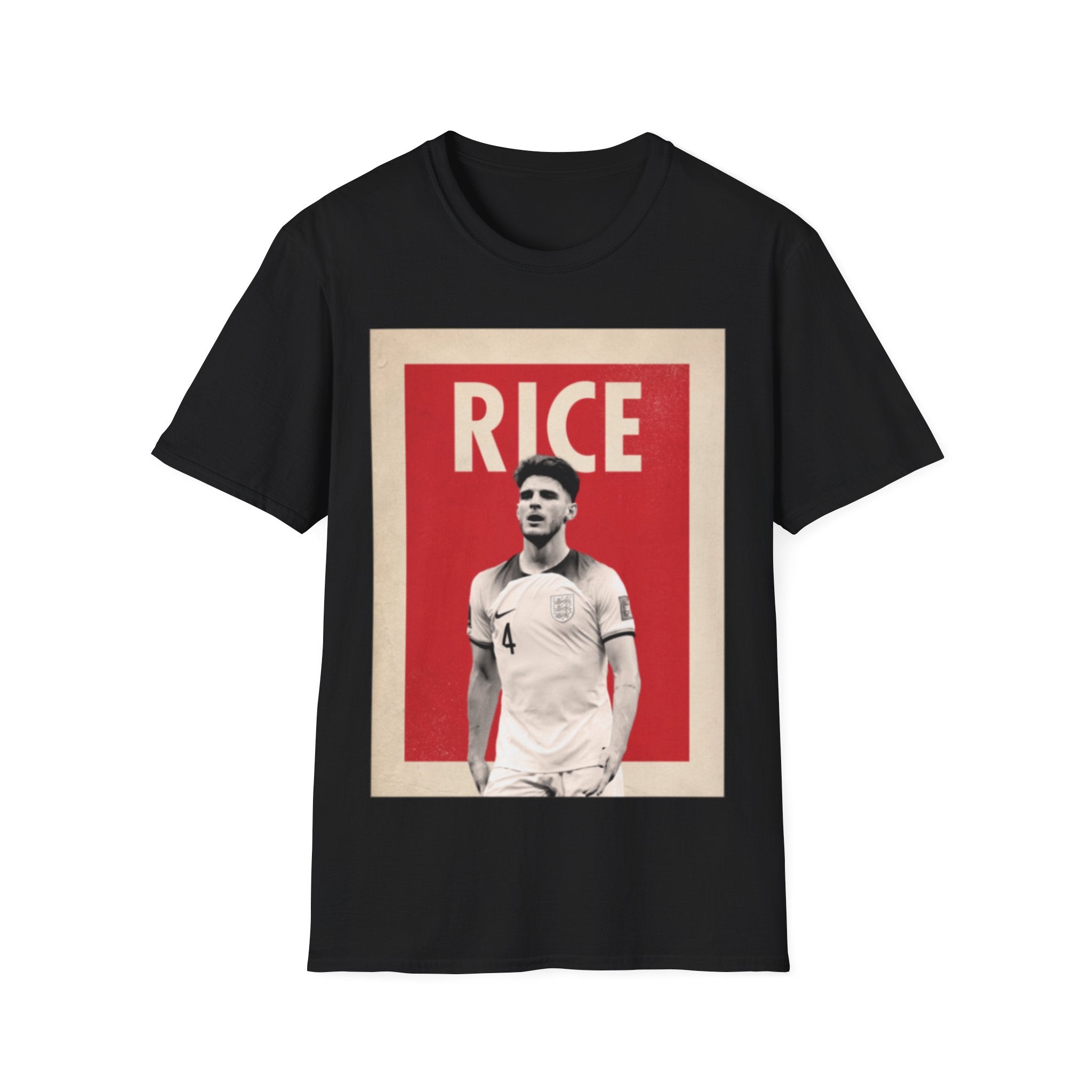 Declan Rice England World Cup Graphic Print T‑Shirt — Vintage Style Football Fan Tee